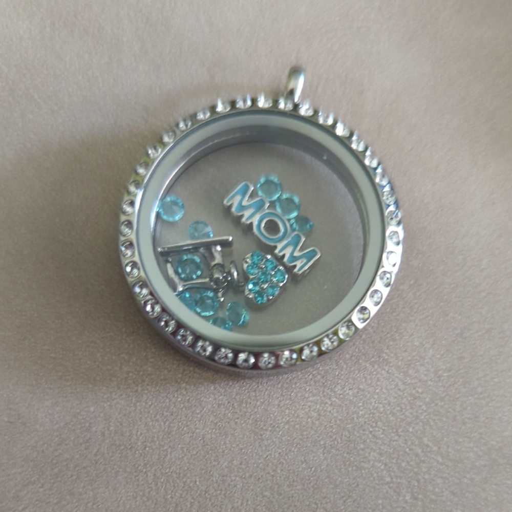 Origami Owl Silver Locket with Blue Accents